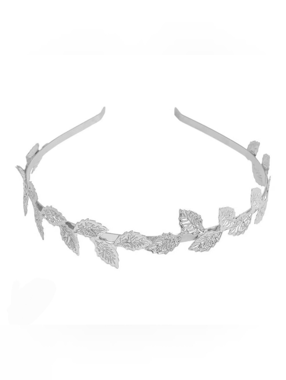 Silver-tone Metal Leaf Headband Featuring a Grecian-style Olive Leaf Pattern